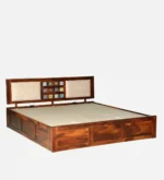 Evania Solid Sheesham Wood Stylish Bedroom Storage Bed with Spacious Storage - Image 5