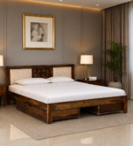 Evora Solid Sheesham Wood Contemporary Wooden Storage Bed for Stylish Interiors