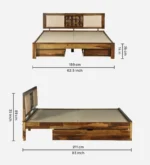 Evora Solid Sheesham Wood Contemporary Wooden Storage Bed for Stylish Interiors - Image 3