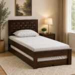 Farren Solid Sheesham Wood Single Bed with Solid Wood Headboard in Honey Finish