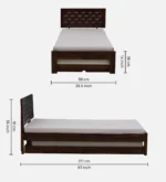 Farren Solid Sheesham Wood Single Bed with Solid Wood Headboard in Honey Finish - Image 3