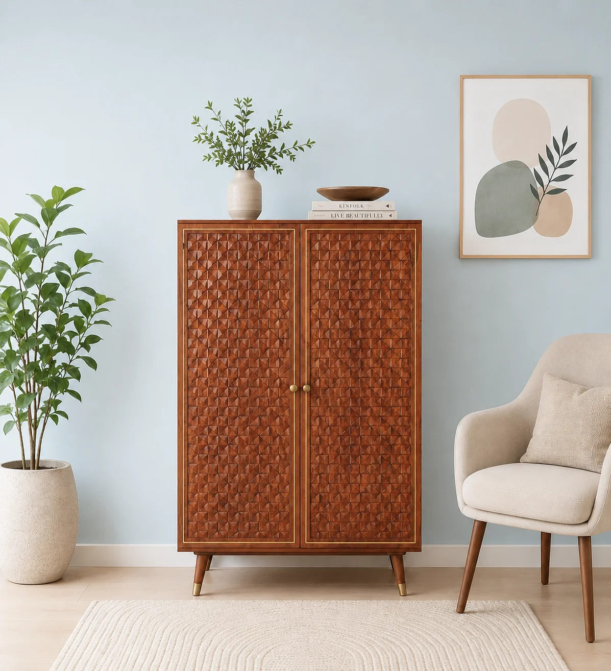 Grayson Solid Sheesham Wood Cabinet with Double Doors (5) Grayson Solid Sheesham Wood Cabinet with Double Doors - Image 1