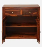 Handcrafted Natural Sheesham Wood Bedroom Storage Cabinet - Image 7