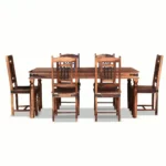 Haven Solid Sheesham Wood 6 Seater Dining Table Set with Upholstered Dining Chairs in Provincial Teak Finish - Image 5
