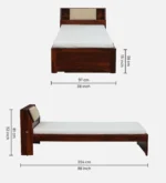 Haven Solid Sheesham Wood Single Bed with Minimalist Headboard in Provincial Teak Finish - Image 3