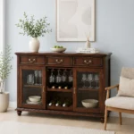 Havenridge Wooden Storage Cabinet in Rustic Teak Finish