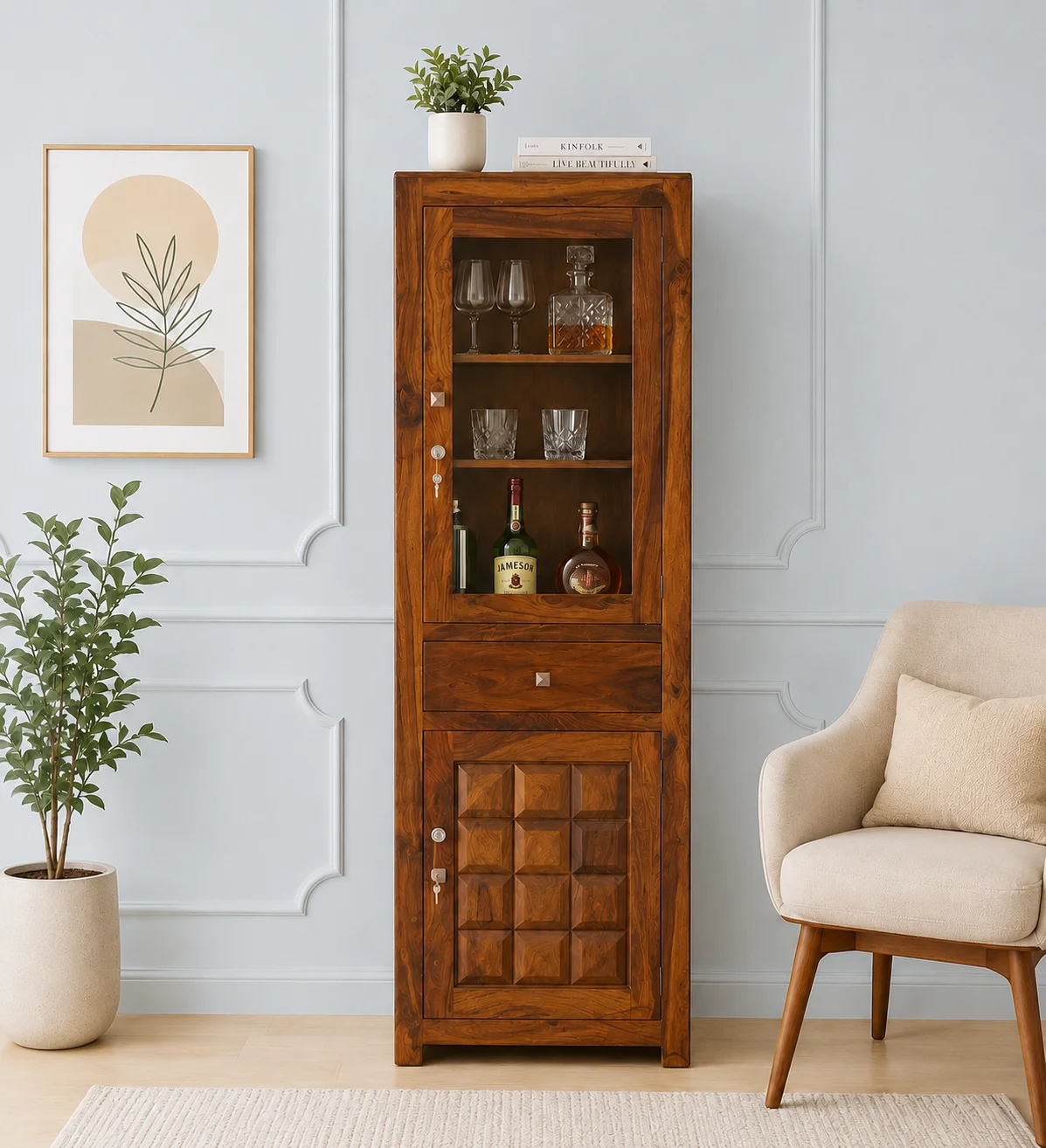 Isadora Sheesham Wood Display & Storage Cabinet (7) Isadora Sheesham Wood Display & Storage Cabinet - Image 1