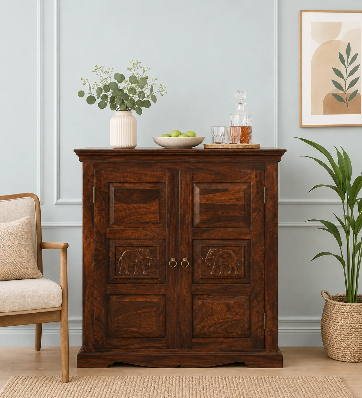 Kinsley Wooden Storage Cabinet with Drawer and Shelves (6) Kinsley Wooden Storage Cabinet with Drawer and Shelves - Image 1