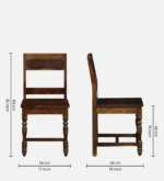 Lennox Solid Sheesham Wood 6 Seater Dining Table with Modern Wooden Chairs in Warm Walnut Finish - Image 5