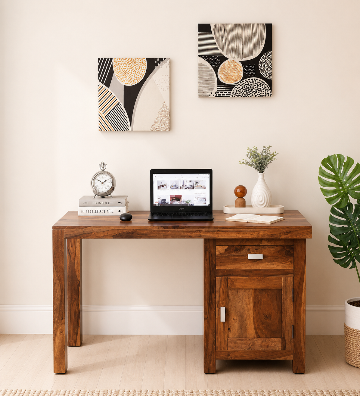 Livingston Solid Sheesham Wood Study Table with Elegant Drawer Cabinet (1) Livingston Solid Sheesham Wood Study Table with Elegant Drawer Cabinet - Image 1