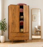 Majestic Sheesham Wood Wardrobe In Natural Teak Finish