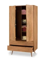 Majestic Sheesham Wood Wardrobe In Natural Teak Finish - Image 3