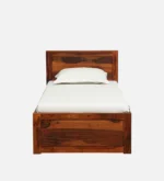 Marlow Solid Sheesham Wood Single Bed with Raised Headboard in Natural Teak Finish - Image 6