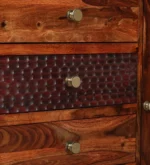 Modern Sheesham Wood Storage Cabinet with Spacious Shelves & Drawer for Living Room - Image 6
