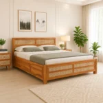 Narvik Sheesham Wood Bed In Provincial Teak Finish With Storage