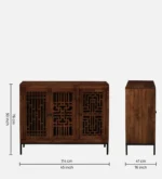 Natural Finish Handcrafted Sheesham Wood Tall Storage Cabinet - Image 3