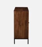 Natural Finish Handcrafted Sheesham Wood Tall Storage Cabinet - Image 6