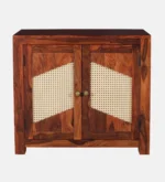 Natural Finish Solid Sheesham Wood Side Storage Cabinet - Image 4