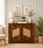 Natural Finish Solid Sheesham Wood Side Storage Cabinet