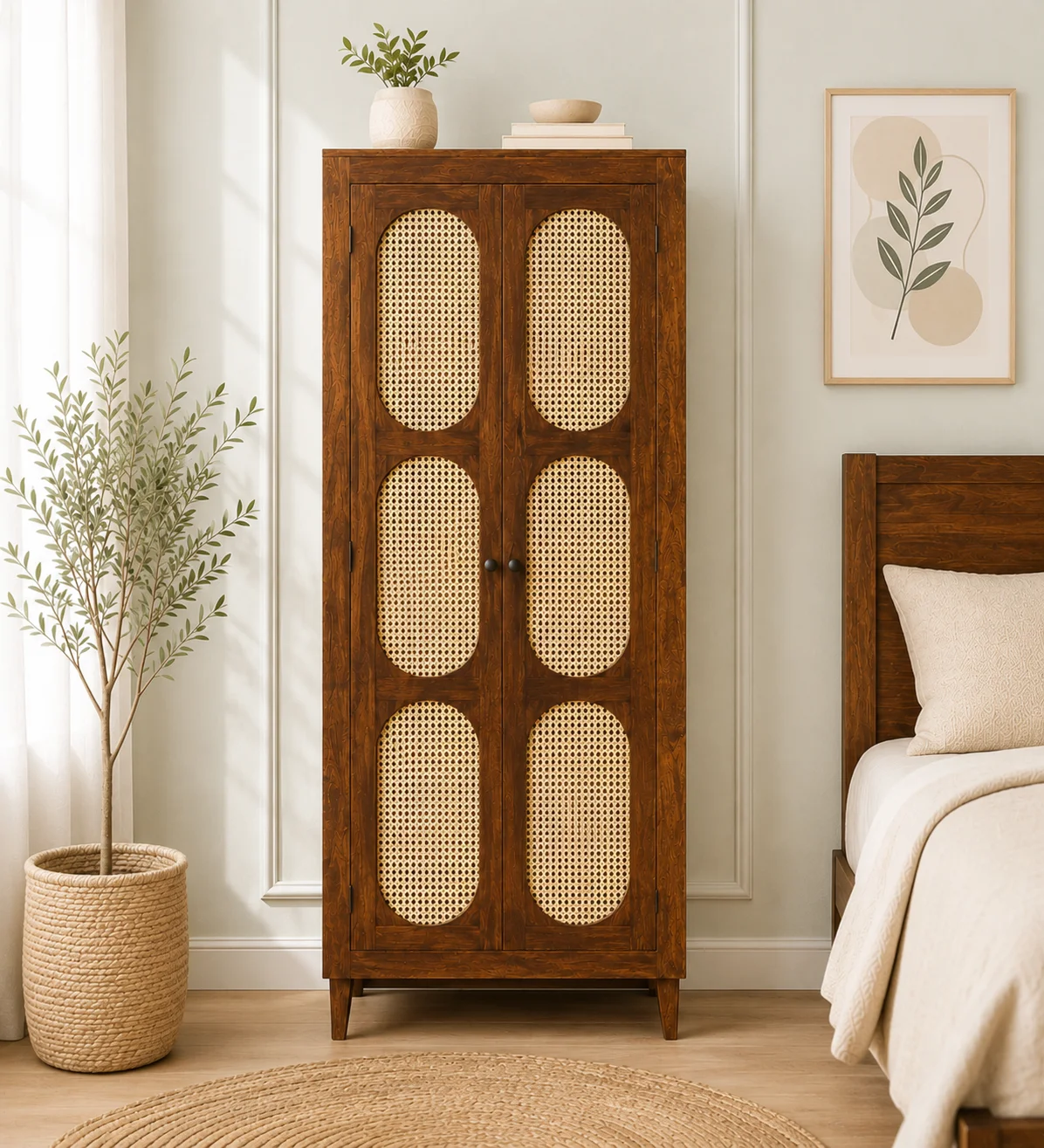 Natural Solid Wood Classic 2-Door Storage Cabinet (7) Natural Solid Wood Classic 2-Door Storage Cabinet - Image 1