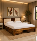 Navella Solid Sheesham Wood Classic Bedroom Storage Bed with Premium Wooden Design