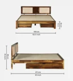 Navella Solid Sheesham Wood Classic Bedroom Storage Bed with Premium Wooden Design - Image 3