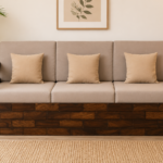 Nivaan Sheesham Wood 3 Seater Sofa with Premium Upholstered Seating