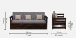 Nivaan Sheesham Wood 3 Seater Sofa with Premium Upholstered Seating - Image 3