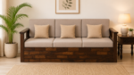 Nivaan Sheesham Wood 3 Seater Sofa with Premium Upholstered Seating