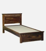 Nolan Solid Sheesham Wood Single Bed with Panelled Wooden Headboard in Rustic Finish - Image 5