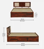 Norelia Solid Sheesham Wood Classic Storage Bed for Stylish Bedroom Interiors - Image 3