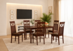 Oakridge Heritage Collection Premium Solid Wood Six Seater Dining Table Set With Comfortable Chairs