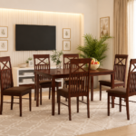 Oakridge Heritage Collection Premium Solid Wood Six Seater Dining Table Set With Comfortable Chairs