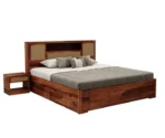 Oakshire Natural Finish Handcrafted Wooden Luxury Spacious Storage Bed - Image 4