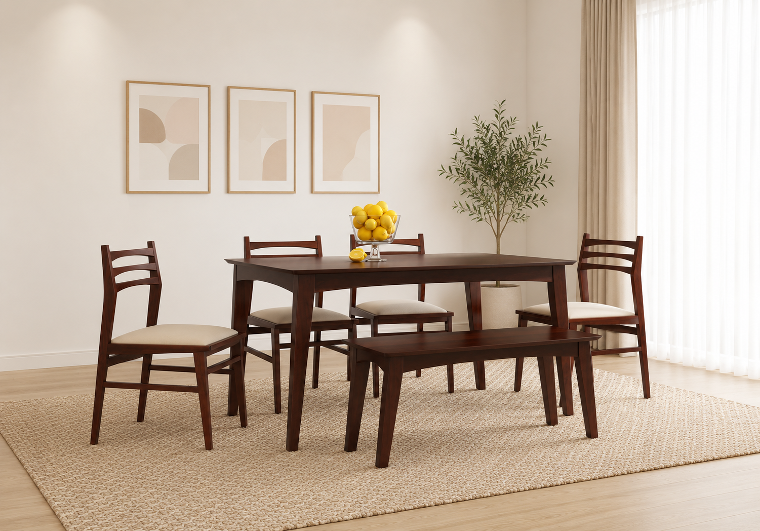 Oakshire Traditional Heritage Style Handcrafted Wooden Six Seater Dining Table With Premium Finish (1) Oakshire Traditional Heritage Style Handcrafted Wooden Six Seater Dining Table With Premium Finish - Image 1