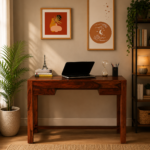 Oliver Solid Sheesham Wood Study Desk with Classic Wooden Drawer Storage