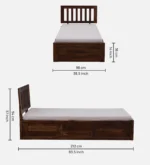 Orson Solid Sheesham Wood Single Bed with Modern Wooden Headboard in Provincial Teak Finish - Image 3