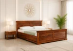 Oslo Sheesham Wood Bed In Provincial Teak Finish With Storage
