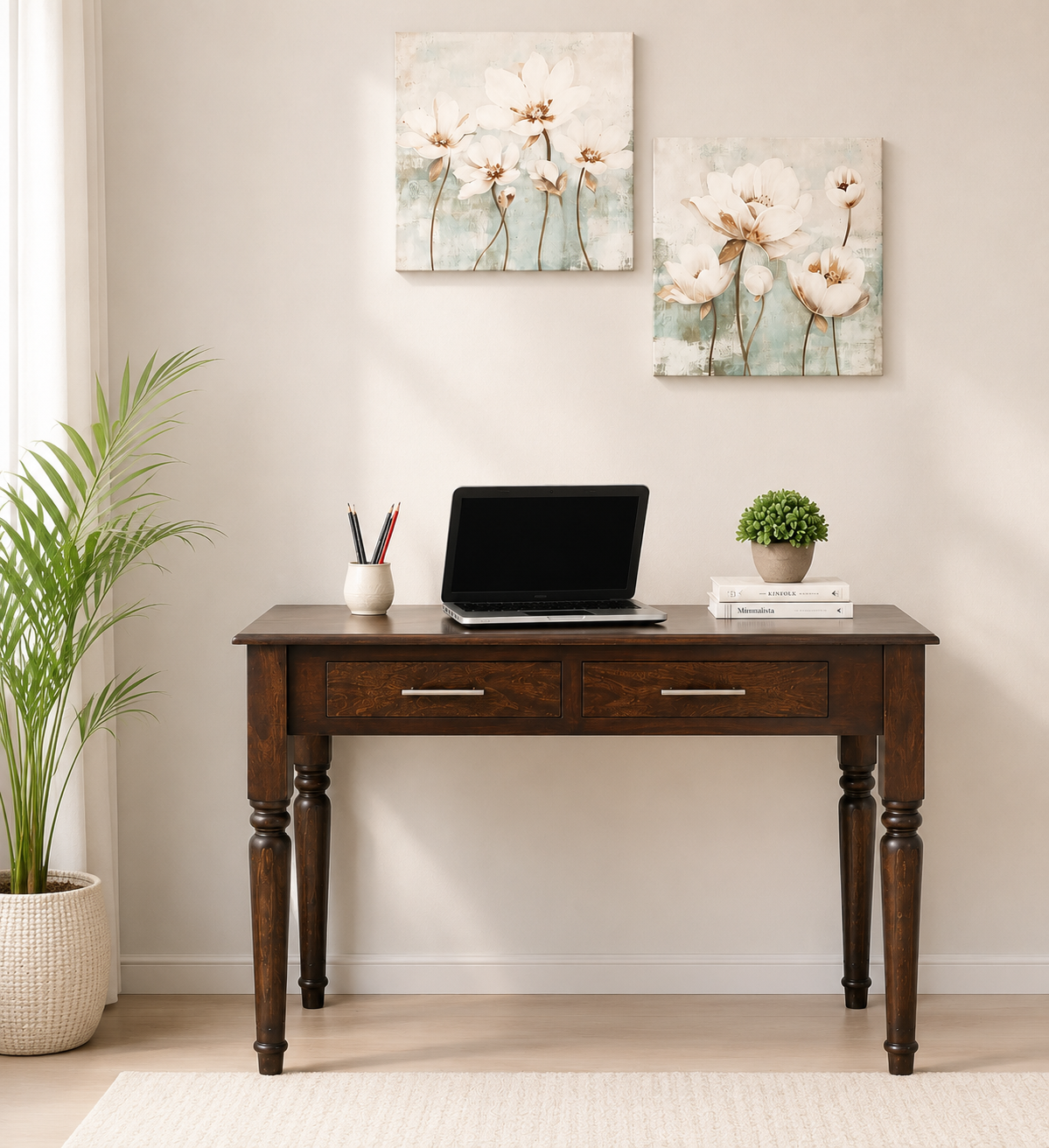 Ravenswood Solid Sheesham Wood Study Table with Premium Handcrafted Finish (1) Ravenswood Solid Sheesham Wood Study Table with Premium Handcrafted Finish - Image 1