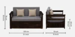 Rayan Sheesham Wood Sofa Cum Bed with Cushioned Mattress - Image 3