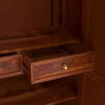 Rustica Solid Sheesham Wood Wardrobe In Teak Wood Finish - Image 2