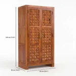 Rustica Solid Sheesham Wood Wardrobe In Teak Wood Finish - Image 3
