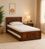 Rylan Solid Sheesham Wood Single Bed with Sleek Wooden Frame in Natural Walnut Finish