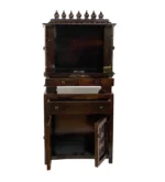 Shaurya Handcrafted Pooja Temple with Intricate Carving in Teak Finish - Image 4