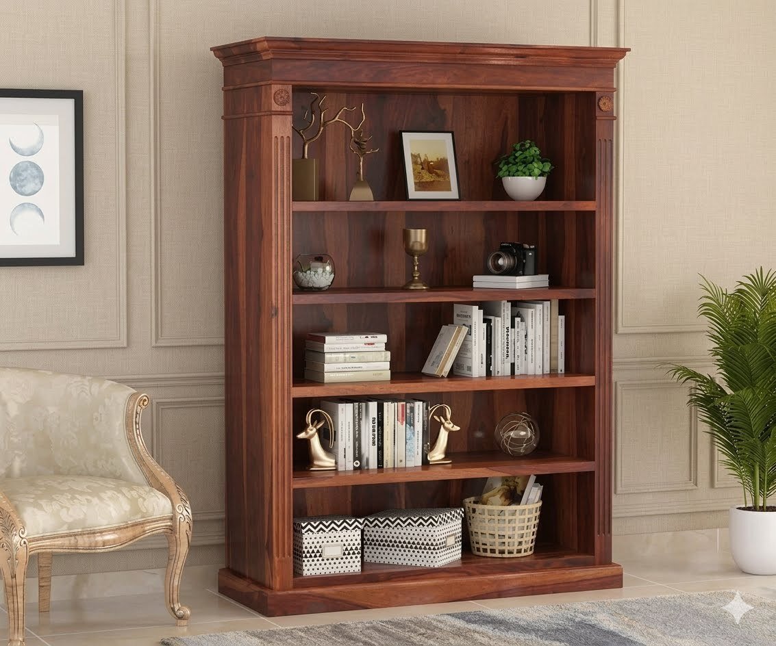 Sierra-Premium-Solid-Sheesham-Wood-Bookshelf-with-Open-Storage-Shelves-1.jpg Import placeholder for 1545 - Image 1