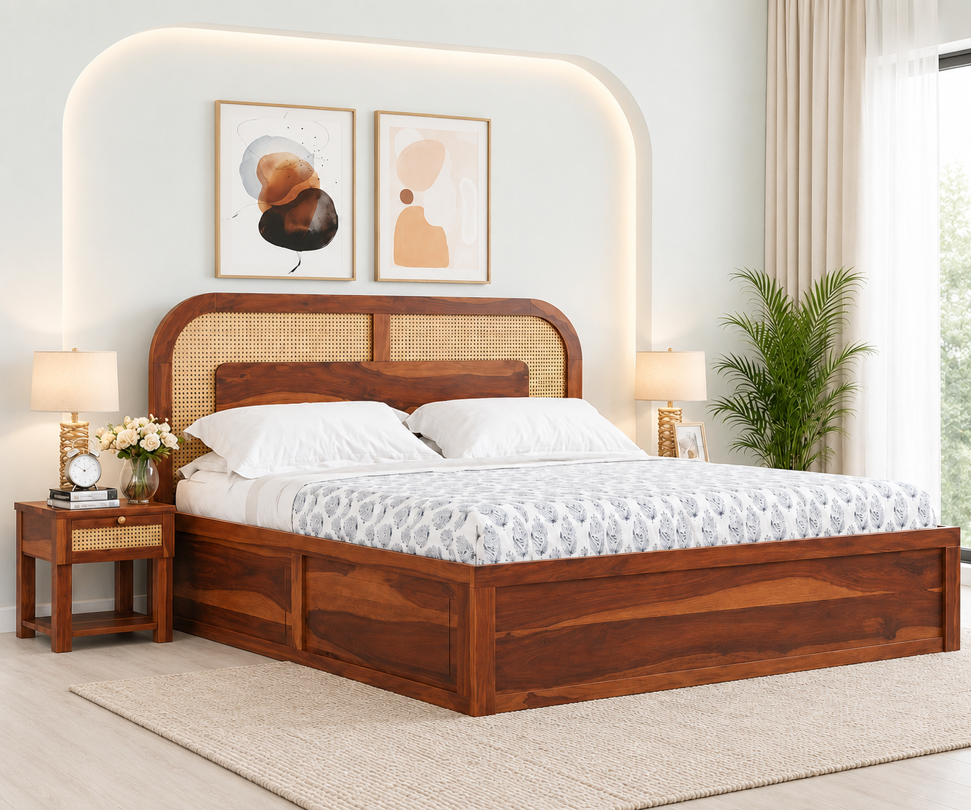 Trevoria-Solid-Sheesham-Wood-Bed-in-Natural-Teak-Finish-1.png Import placeholder for 4785 - Image 1