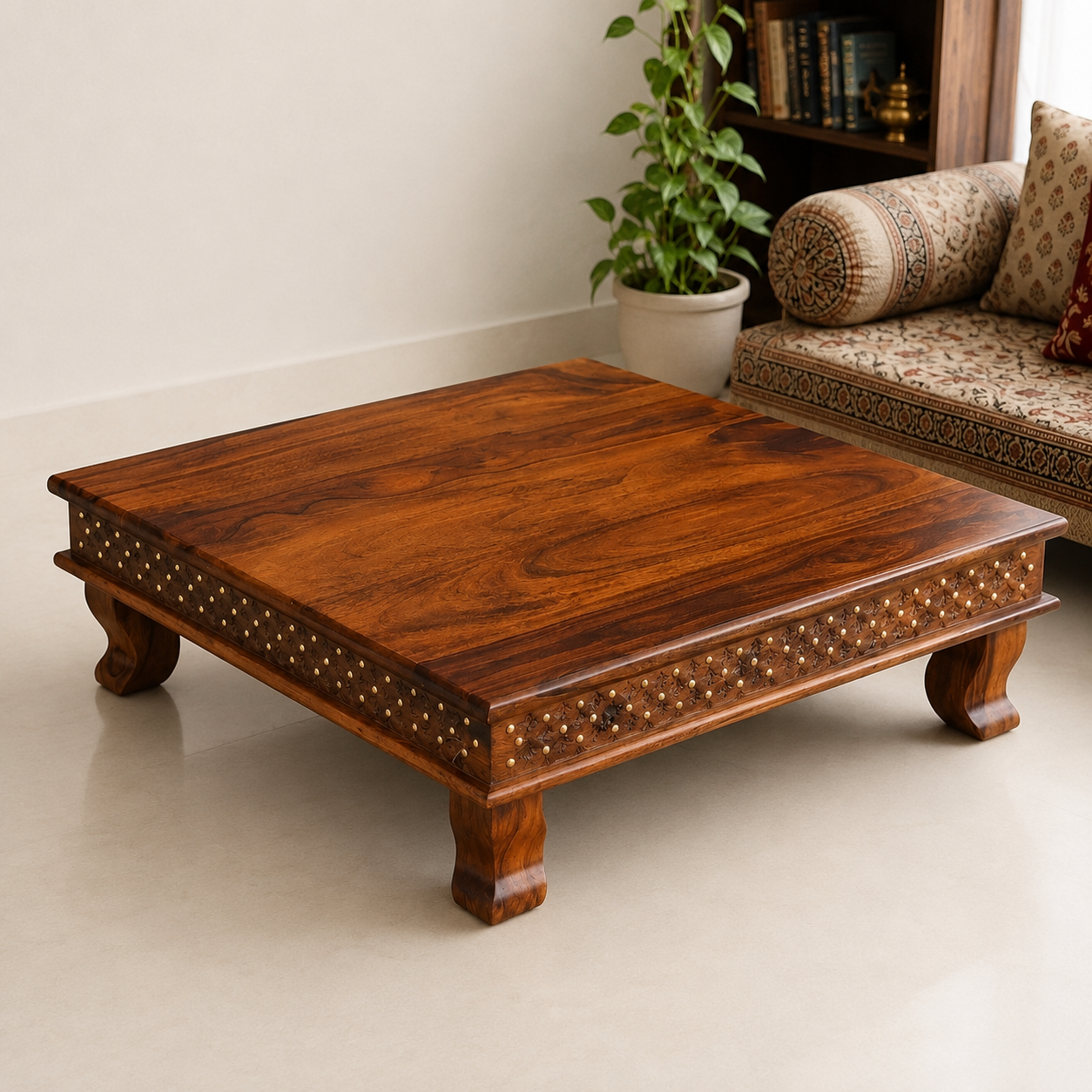 Vaibhav-Solid-Sheesham-Wood-Temple-Chowki-1.png Import placeholder for 4037 - Image 1