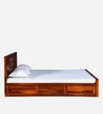 Vareli Solid Sheesham Wood Elegant Storage Bed in Honey Finish - Image 5