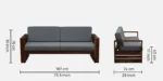 Vedant Sheesham Wood 3 Seater Sofa in Natural Wood Finish - Image 3