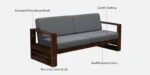 Vedant Sheesham Wood 3 Seater Sofa in Natural Wood Finish - Image 8